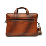Genesis Leather Business Messenger Bag Fits 15.6" Laptop, Light weight and Slim design (Tan)