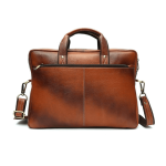 Genesis Leather Business Messenger Bag Fits 15.6" Laptop, Light weight and Slim design (Tan)