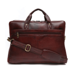 Genesis Leather Business Messenger Bag Fits 15.6″ Laptop, Light weight and Slim design (Brown)