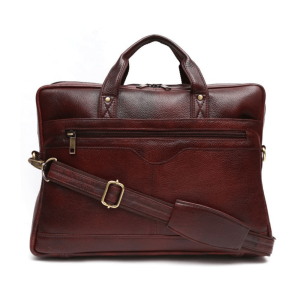 Genesis  Leather Business Messenger Bag Fits 15.6″ Laptop, Light weight and Slim design (Brown)