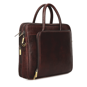 Genesis  Leather Business Messenger Bag Fits 15.6" Laptop, Light weight and Slim design - Brown