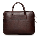 Genesis Leather Business Messenger Bag Fits 15.6" Laptop, Light weight and Slim design - Brown