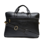 Genesis Leather Business Messenger Bag Fits 15.6″ Laptop, Light weight and Slim design (Black)