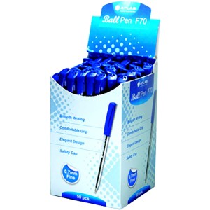 Atlas Ball Pen 0.7mm Fine  BX=50 Blue, AS-BP100F-BE-50P