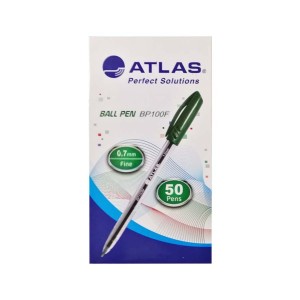 Atlas Ball Pen 0.7mm Fine  BX=50 Green, AS-BP100F-GN-50P