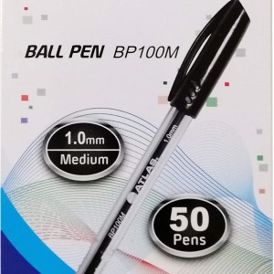 Atlas Ball Pen 1.0mm Medium  BX=10 Black, AS-BP100M-BK