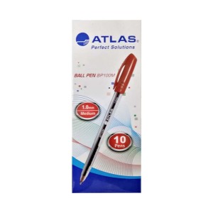Atlas Ball Pen 1.0mm Medium  BX=10 Red, AS-BP100M-RD