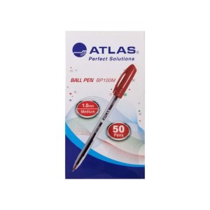 Atlas Ball Pen 1.0mm  Medium BX=50 Red, AS-BP100M-RD-50P