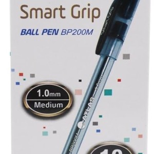 Atlas Ball Pen 1.0mm Med  BX=10 Black Smart Grip, AS-BP200M-BK