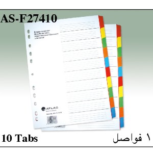 Atlas Manila Divider A4 10part Bx=25, AS-F27410