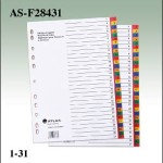 Atlas PP Col Divider A4 1-31. Bx=10st, AS-F28431