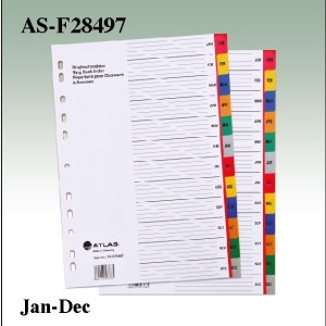 Atlas PP Col Divider A4 Jan-Dec Bx=25st, AS-F28497