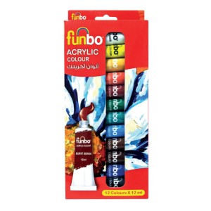 Funbo Acrylic Paint Set 12 col X 12ml TuBlues, FO-ACRYLIC-1212