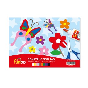 Funbo Constrn Pad 120g, A3,20 shts,10 astd cls, FO-CNP-120A320
