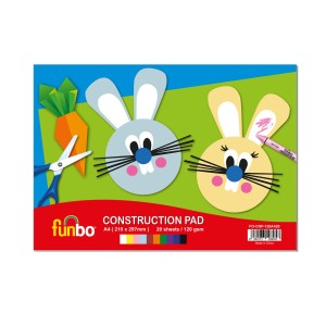 Funbo Constrn Pad 120g, A4,20 shts,10 astd cls, FO-CNP-120A420