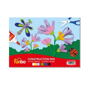 Funbo Constrn Pad 220g, A4,20 shts,10 astd cls, FO-CNP-220A420