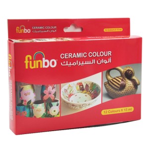 Funbo Ceramic Paint Set =12 cols x15ml bottles, FO-CRMC-1215