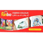 Funbo Fabric Col Paint Set 12 col X 25ml bottl, FO-FABRIC-1225