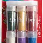 Funbo Glitter Pdr pearl Bls=9gm x6col+glue, FO-GP-0702