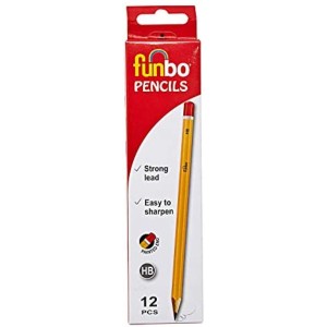 Funbo HB pencils Yellow+Eraser Value Pack of 5 Box, FOP-PACK-004