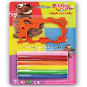 Kiddy Clay ModellingClay 50gm 6col+mld, KC-ST-50-6+SM