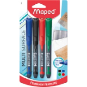 Maped Permanent Marker Bullet Asstd.Pac=4 Clear, MD-733047