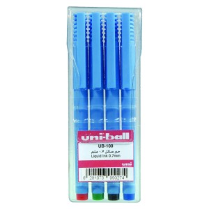 Mitsubishi Uniball Roller Ball Pen WLT=4 Col., MI-UB100-04C