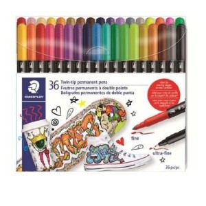 Staedtler Double-end Permanent Fibre Tip  St 36col, ST-3187-TB36