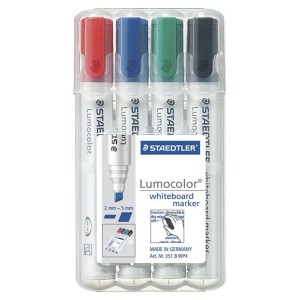 Staedtler White Board Marker Chl Wt=4col, ST-351B-WP4