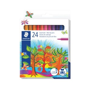 Staedtler Fiber tip Pen Cardboard St=24col 2+1 Pac, STP-PACK-349