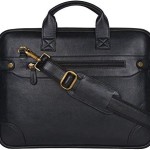 Genesis Leather Expandable 17 Inch Laptop Bags Office Bag for Men Women Messenger Briefcase (Black)